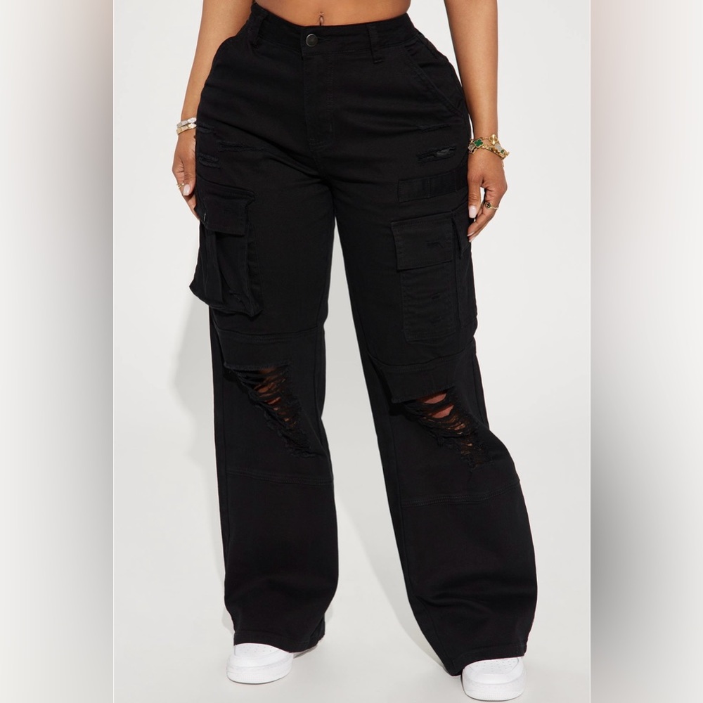 Distressed Cargo Jeans